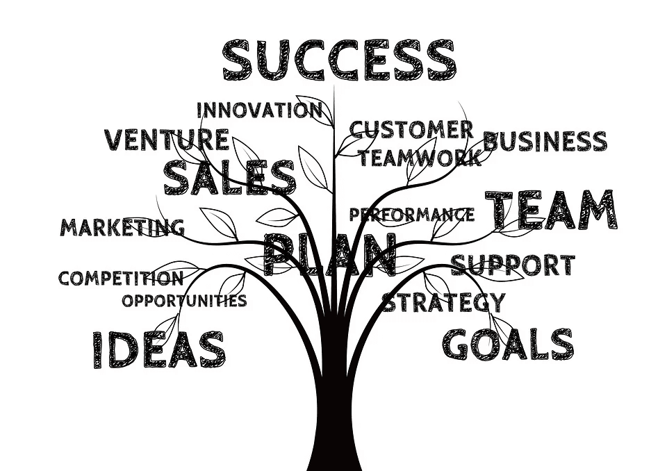 Business growth visualization (monochrome)